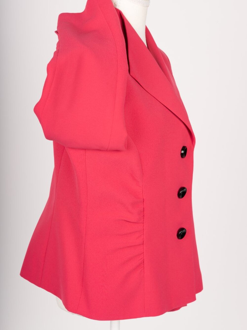Hot Pink Ruched Portrait Collar Blazer Sz 12 Vintage Corpcore Elle Woods Barbie - Picture 8 of 14